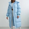 Hooded Winter Long Down Jacket Women Padded Parkas Outerwear Long Down Coat Solid Puffer Jacket Streetwear With Zipper