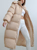 Hooded Winter Long Down Jacket Women Padded Parkas Outerwear Long Down Coat Solid Puffer Jacket Streetwear With Zipper