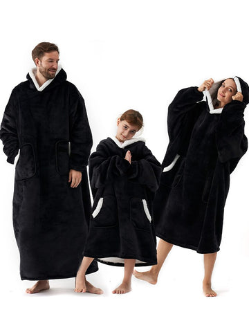 Hoodies Blanket with Sleeves Women Flannel Giant TV Blanket Winter Oversized Fleece Hoodies Sweatshirt Long Plush Warm Blanket