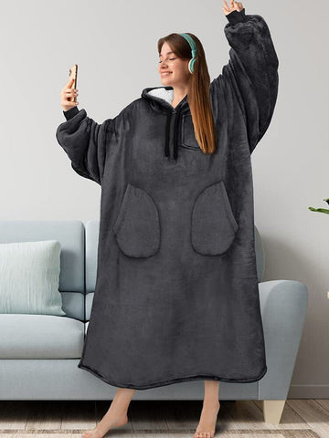 Hoodies Blankets Women Winter Oversized Sweatshirt Giant TV Blanket Sweatshirts Hoodie Warm Flannel Hoodies Blanket with Sleeves
