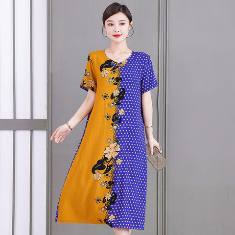 2023 Floral Printed Summer Dress Vestidos Elegant Short Sleeve Slim O-Neck Party Women clothing