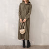 Dresses For Women Winter 2022   Temperament Loose Dress With Hooded Collar Simple Khaki Pure Color Long Sleeve