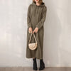 Dresses For Women Winter 2022   Temperament Loose Dress With Hooded Collar Simple Khaki Pure Color Long Sleeve