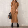 Dresses For Women Winter 2022   Temperament Loose Dress With Hooded Collar Simple Khaki Pure Color Long Sleeve