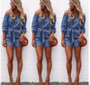 Hot Fashion 2022 Summer Women V neck Clubwear Off Shoulder Mini Playsuit Sexy Bodycon Party Jumpsuit Trousers Romper Jeans