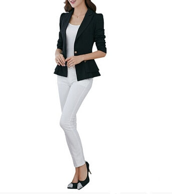 Hot Fashion Jacket Blazer Women Suit Foldable Long Sleeves Lapel Coat Candy Color Blazer Single Button  Blazers Jackets