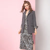 Leopard Patchwork Slim Fit Medium Length Women Blazer Long Sleeve Double Breasted Office Lady Qualities Coats