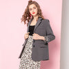 Leopard Patchwork Slim Fit Medium Length Women Blazer Long Sleeve Double Breasted Office Lady Qualities Coats