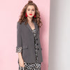 Leopard Patchwork Slim Fit Medium Length Women Blazer Long Sleeve Double Breasted Office Lady Qualities Coats