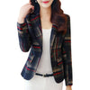 Women Plaid Print Jacket Suit Slim Business Jacket Ladies Talever Autumn Blazer Jackets Office Work Suit