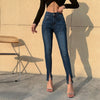 High Waist Skinny Jeans High Stretch Dark Blue Denim Clothes Female Pencil Pants Plus Split Jeans for Woman Summer Trousers