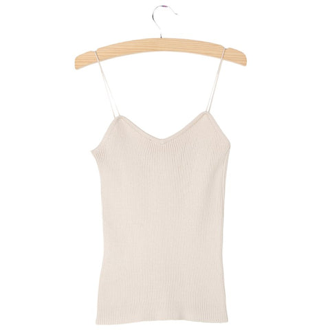 Hot Knit Tank Tops Women Camisole Vest Simple Stretchable V Neck Slim Sexy Straps Tank