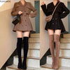 Design Korean Style High Street Womens Cute Elegant Office Lady Double Breasted Button Notched Mini Blazer Dress