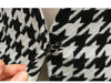 Korean OL temperament Slim stitching Houndstooth suit woolen jacket package hip skirt suit female BSQ07