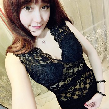 Hot New Slim Lace Tank Women Sexy Perspective Vest Bralette Bustier Nylon V Collar High Quailty Sleeveless Garment