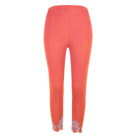 Hot S-5XL Plus Size Leggings Woman Sexy Lace Patchwork Hole Slim Print Women Mid-calf Trousers White Red Sweet Pencil Leggings