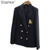 Suit Jacket for Women Spring and Autumn High Street Embroidery Double Breasted Small Suit Jacket for Ladies