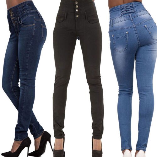 Women High Waist Slim Skinny Jeans Female Ladies Stretch Pencil Denim Long Pants Outfits 4 Colors