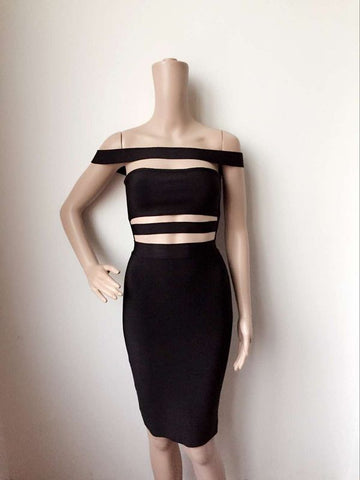 Hot Selling 2022 Off the shoulder Bodycon Bandage Dress Black New Arrival Ladies Girls Knitted Elastic Elegant Designer Dress