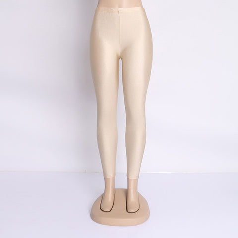 Hot Selling 2022 Women Solid Color Fluorescent Shiny Pant Leggings Large Size Spandex Shinny Elasticity Casual Trousers For Girl