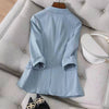 Selling Blazers Spring Summer Women's Jacket 2023 Chic OL Slim Blazer Femme Elegant Single Button Blue Black Office Suit