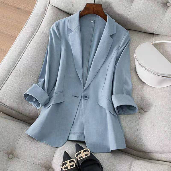 Selling Blazers Spring Summer Women's Jacket 2023 Chic OL Slim Blazer Femme Elegant Single Button Blue Black Office Suit
