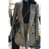 Selling 2022 lattice stripes long suit jacket half skirt suit ladies casual suit + skirt two piece set   (B482)