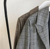 Selling 2022 Retro lattice stripes long suit jacket half skirt suit ladies  casual suit + skirt two piece set  A