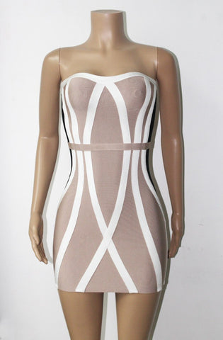 Hot Sexy Women's Bandage Dress with strapless shape sleeveless and striped pattern in club party ladies HL8894