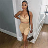 Sexy Wrapped Chest Two Piece Set Women Outfits Slim Backless Camisole+High Waist Skinny Shorts Matching Lady Activewear