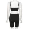 Sexy Wrapped Chest Two Piece Set Women Outfits Slim Backless Camisole+High Waist Skinny Shorts Matching Lady Activewear