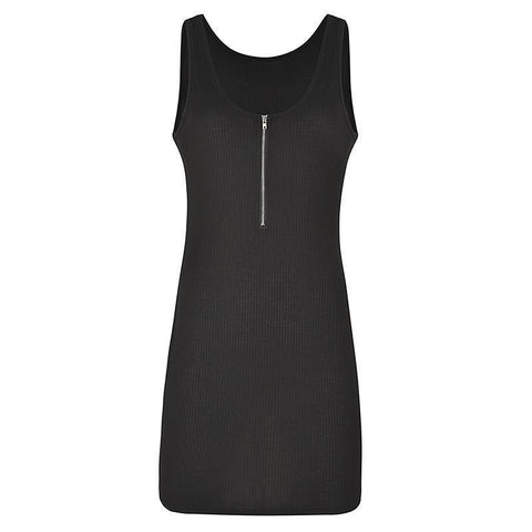 Hot Summer Casual Women Fashion Zipper Vest Dresses Sleeveless Strap Sundress Slim Sexy Party Bodycon Short Dress WS8585o