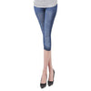 Hot Summer Spring Women Casual Seamless Imitation Cowboy Printed Leggings Stretch Skinny Cropped To the Calf Leggings Half Pants