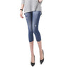 Hot Summer Spring Women Casual Seamless Imitation Cowboy Printed Leggings Stretch Skinny Cropped To the Calf Leggings Half Pants