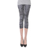 Hot Summer Spring Women Casual Seamless Imitation Cowboy Printed Leggings Stretch Skinny Cropped To the Calf Leggings Half Pants