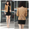 Hot Women Long Sleeve Slim Double-Breasted Puff Sleeve Suit Blazer Jacket Coat Solid Color Camel Black