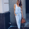 Hot fashion womens jumpsuits denim blue Summer solid sleeveless straps bandage jumpsuits rompers harem long pants overalls 2022