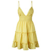 Hot sell women lace dress 2022 summer boho casual mini dress spaghetti strap V Neck backless bandage Ruffles vestidos sweet Girl