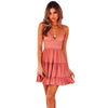 Hot sell women lace dress 2022 summer boho casual mini dress spaghetti strap V Neck backless bandage Ruffles vestidos sweet Girl