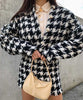 Houndstooth 2 Piece Set Cardigan and Skirt 2 Piece Outfits for Women Skirt and Top Sexy Two Piece Outfits