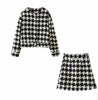 Houndstooth 2 Piece Set Cardigan and Skirt 2 Piece Outfits for Women Skirt and Top Sexy Two Piece Outfits