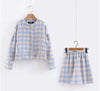 Houndstooth 2 Piece Set Cardigan and Skirt 2 Piece Outfits for Women Skirt and Top Sexy Two Piece Outfits
