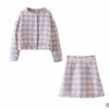 Houndstooth 2 Piece Set Cardigan and Skirt 2 Piece Outfits for Women Skirt and Top Sexy Two Piece Outfits