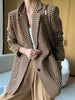 Houndstooth Classic Blazers Woman Autumn Winter Notched Collar Belt Pockets Coat Casual Vintage Elegant Blazers Outerwear 2023
