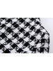 Houndstooth Plaid Blazer Women's Fall 2023 Chic Vintage Lapel Long Sleeve Double Breasted Pocket Loose Top