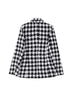 Houndstooth Plaid Blazer Women's Fall 2023 Chic Vintage Lapel Long Sleeve Double Breasted Pocket Loose Top