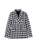 Houndstooth Plaid Blazer Women's Fall 2023 Chic Vintage Lapel Long Sleeve Double Breasted Pocket Loose Top