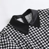Houndstooth Swing Women's Dress Office OL Retro Vintage Hepburn Robe Winter Peter Pan Collar Retro Tunic Midi Party Dresses 50s