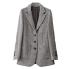 Houndstooth Woolen Suit Jacket Women's Mid-Long Slim Temperament Suit Jackets Female Biazer Femme Elegant Mujer Blousers 790