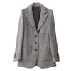 Houndstooth Woolen Suit Jacket Women's Mid-Long Slim Temperament Suit Jackets Female Biazer Femme Elegant Mujer Blousers 790